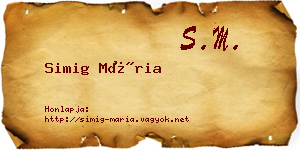 Simig Mária névjegykártya